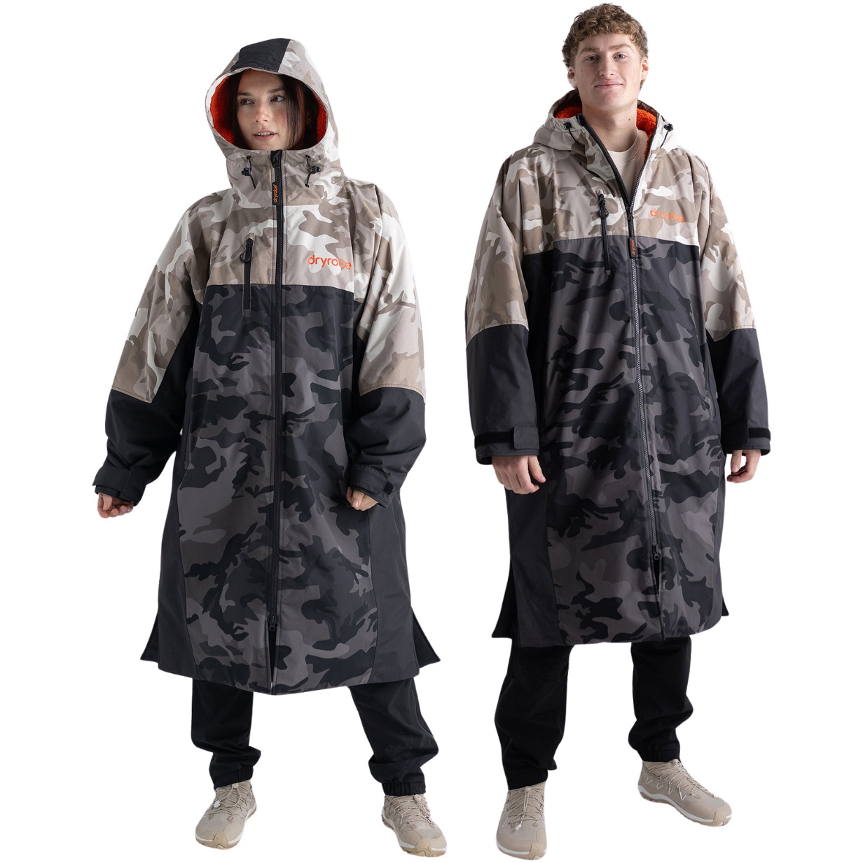 2026 Dryrobe Nexus Long Sleeve Changing Robe NXS - Dual Camouflage / Orange